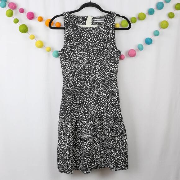 Banana Republic Marimekko Black White Floral Sleeveless Fit and Flare Dress 0 - Picture 2 of 8